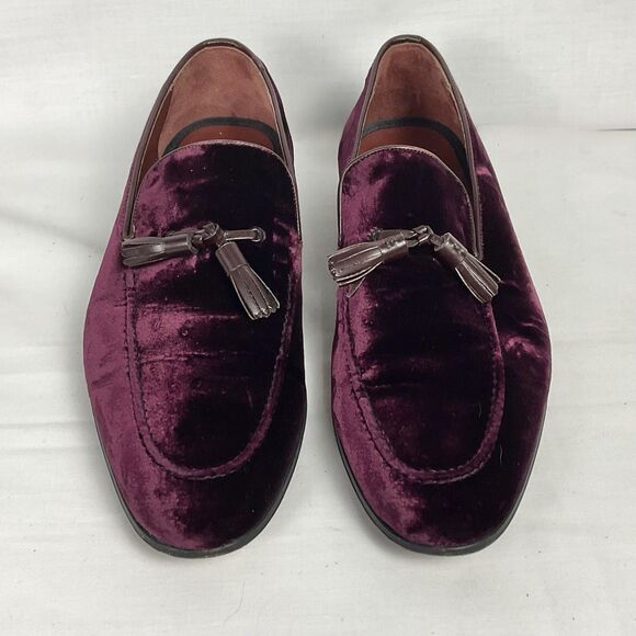 Bergdorf Goodman Burgundy Velvet Tassel Loafers Men’s Sz 7.5 - Picture 1 of 9